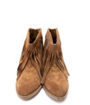 Hazel Blues® |  Amos Fringe Ankle Bootie in Tan Suede