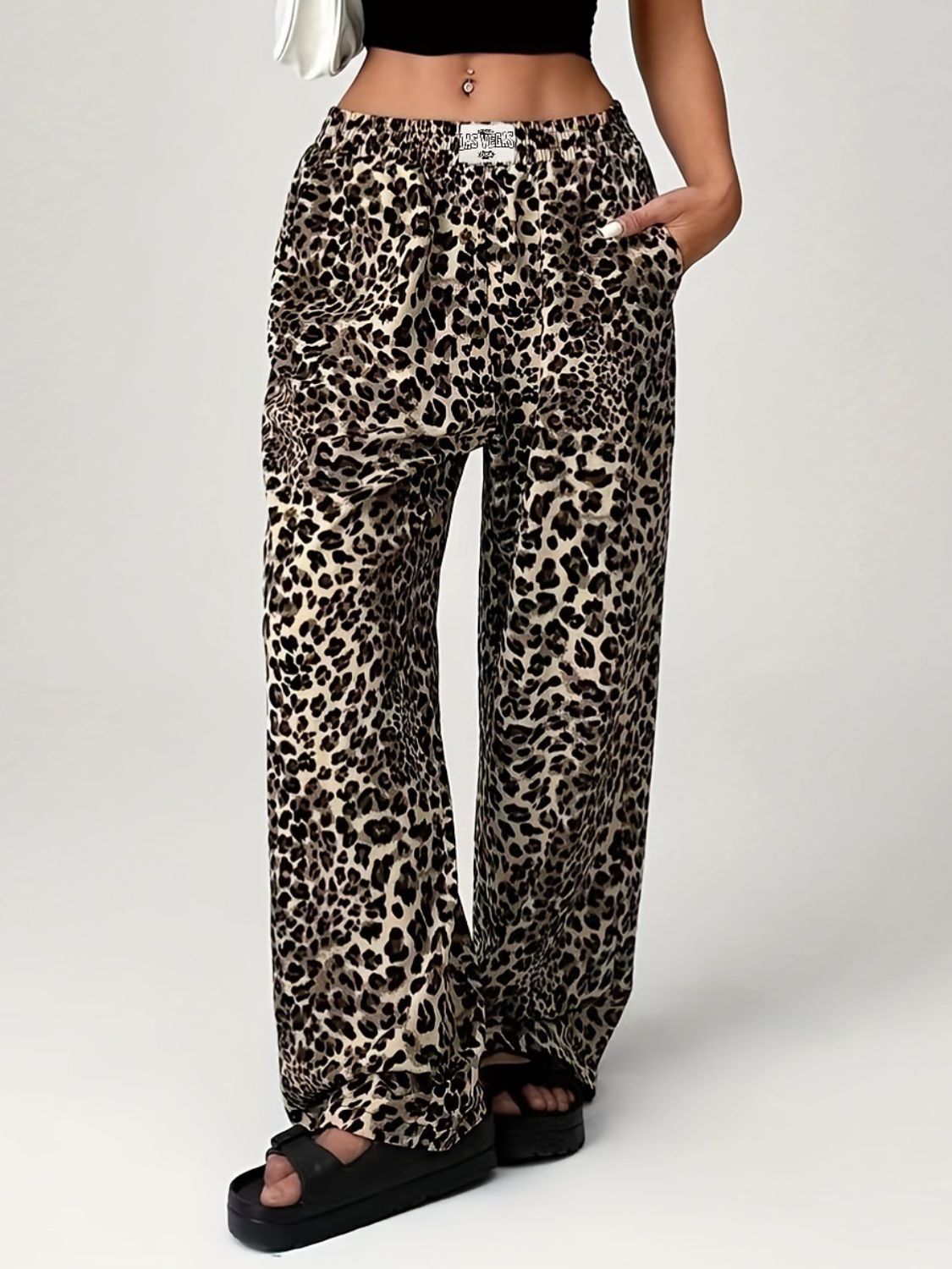 Hazel Blues® |  Leopard Wide Leg Pants with Pockets