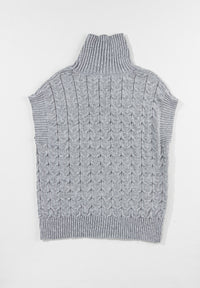 Hazel Blues® |  Cable Knit Turtleneck Short Sleeve Sweater