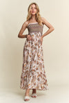 Hazel Blues® |  ADORA Smocked Printed Square Neck Tie Shoulder Cami Dress