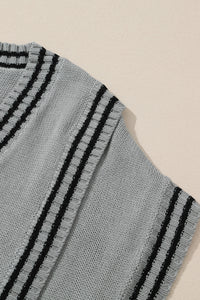 Hazel Blues® |  Striped Trim V-Neck Sweater Vest