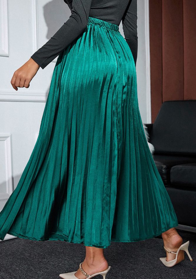 Hazel Blues® |  Elastic Waist Pleated Midi Skirt