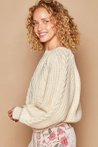 Hazel Blues® |  POL Cable Knit Cutout Long Sleeve Sweater