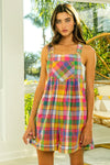 Hazel Blues® |  BiBi Bleached Vintage Plaid Wide Leg Overalls with Pockets