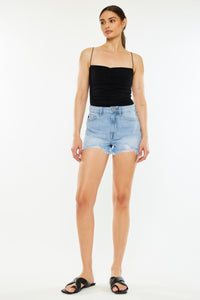 Hazel Blues® |  Kancan Raw Hem Distressed High Waist Denim Shorts