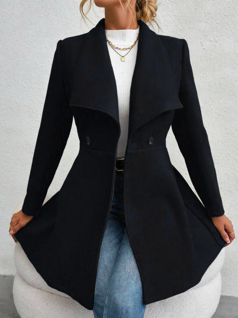 Hazel Blues® |  Collared Neck Button Up Long Sleeve Coat