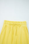 Hazel Blues® |  Yellow Cream Drop Shoulder Puff Sleeve Crop Pullover Drawstring Wide Leg Pants Set