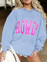 Hazel Blues® |  HOWDY Graphic Round Neck Sweatshirt