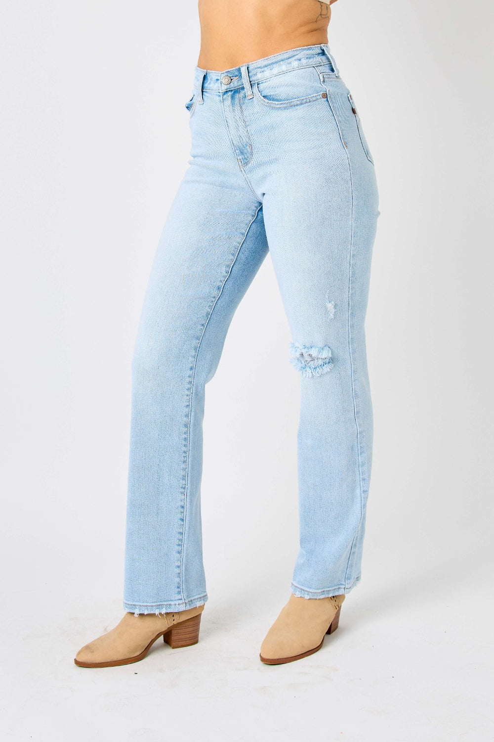 Hazel Blues® | Judy Blue High Waist Distressed Straight Jeans