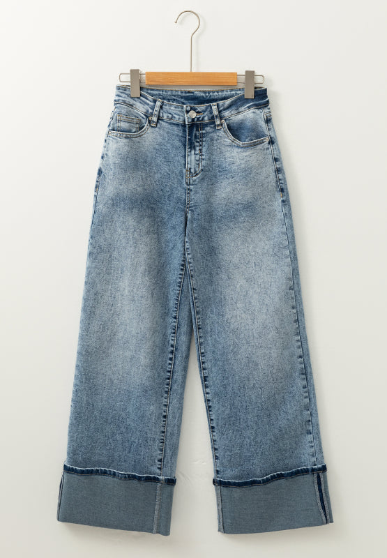 Hazel Blues® |  Washed Wide Leg Jeans with Pockets