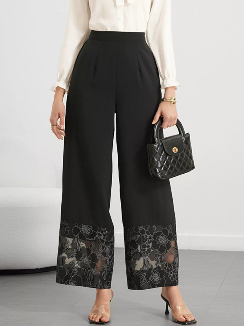 Floral Lace Hem Wide Leg Pants – Hazel Blues®