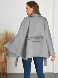 Hazel Blues® |  Double-Breasted Tie Waist Poncho