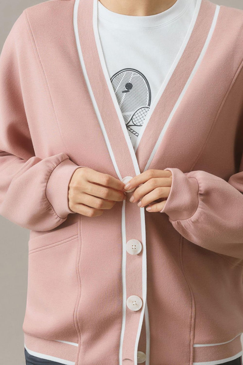 Hazel Blues® |  Contrast Trim V Neck Button Up Cardigan