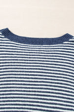 Hazel Blues® |  Striped Boat Neck Long Sleeve Sweater