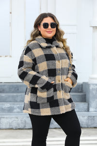 Hazel Blues® | Plaid Button Up Long Sleeve Coat