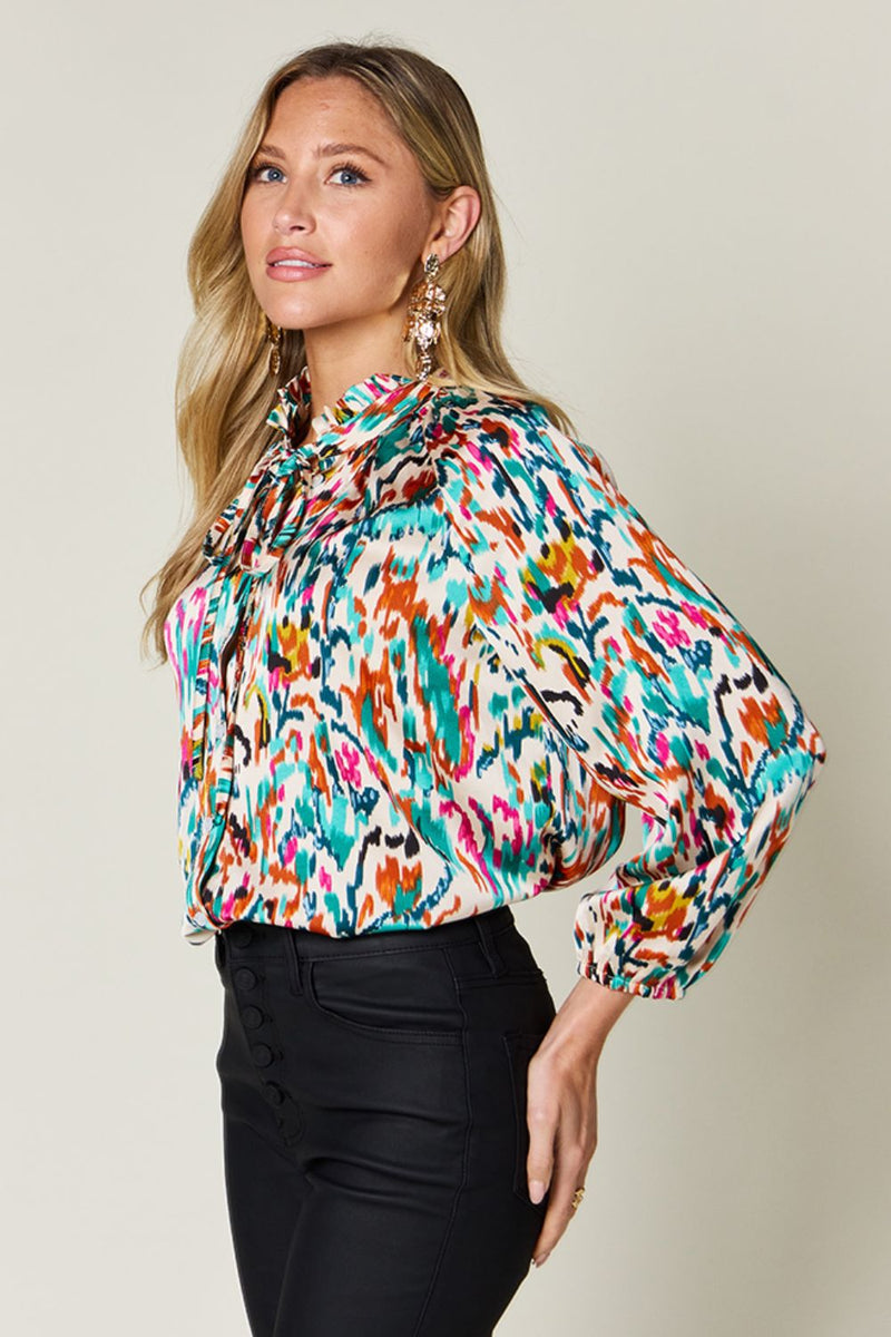 Hazel Blues® |  Double Take Printed Button Up Long Sleeve Shirt