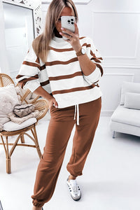 Hazel Blues® |  Striped Round Neck Long Sleeve Top and Pants Set