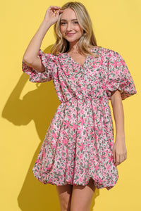 Hazel Blues® |  And The Why Floral Surplice Puff Sleeve Dress