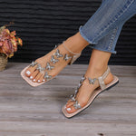 Hazel Blues® |  Rhinestone Butterfly Flat Sandals