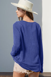 Hazel Blues® |  Double Take Notched Thumbhole Long Sleeve T-Shirt