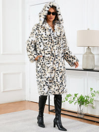 Hazel Blues® |  Thermal Leopard Faux Fur Hooded Outerwear