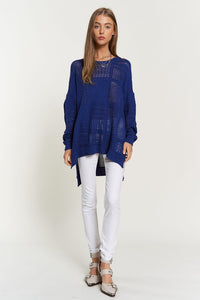 Hazel Blues® |  Davi & Dani Openwork Side Slit Drop Shoulder Knit Cover Up