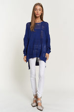 Hazel Blues® |  Davi & Dani Openwork Side Slit Drop Shoulder Knit Cover Up