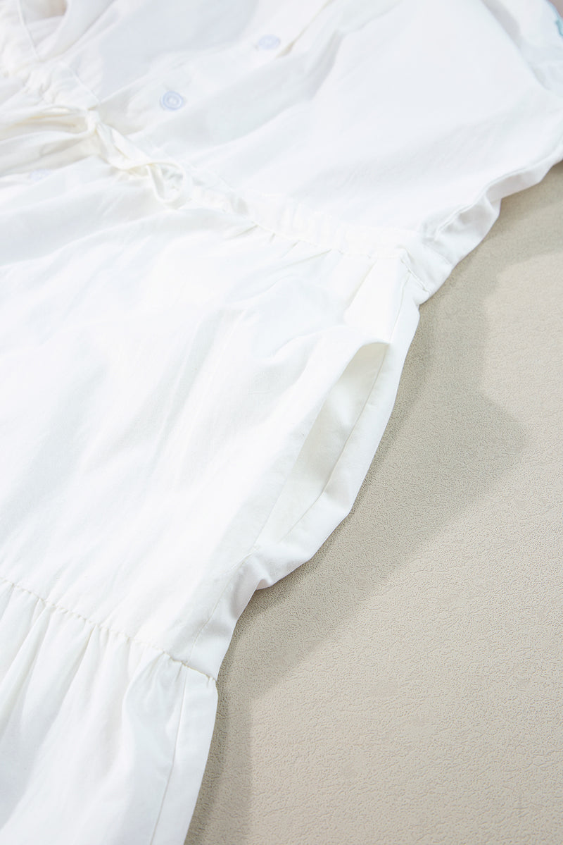 Hazel Blues® |  Contrast Trim Button Up Short Sleeve Dress