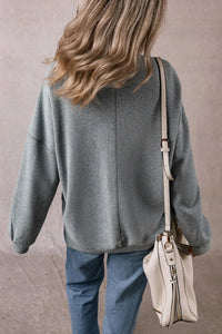 Hazel Blues® |  Slit Round Neck Long Sleeve Sweatshirt