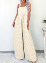 Hazel Blues® |  Beau Blue Checkered Pocketed High Waist Wide Leg Overall