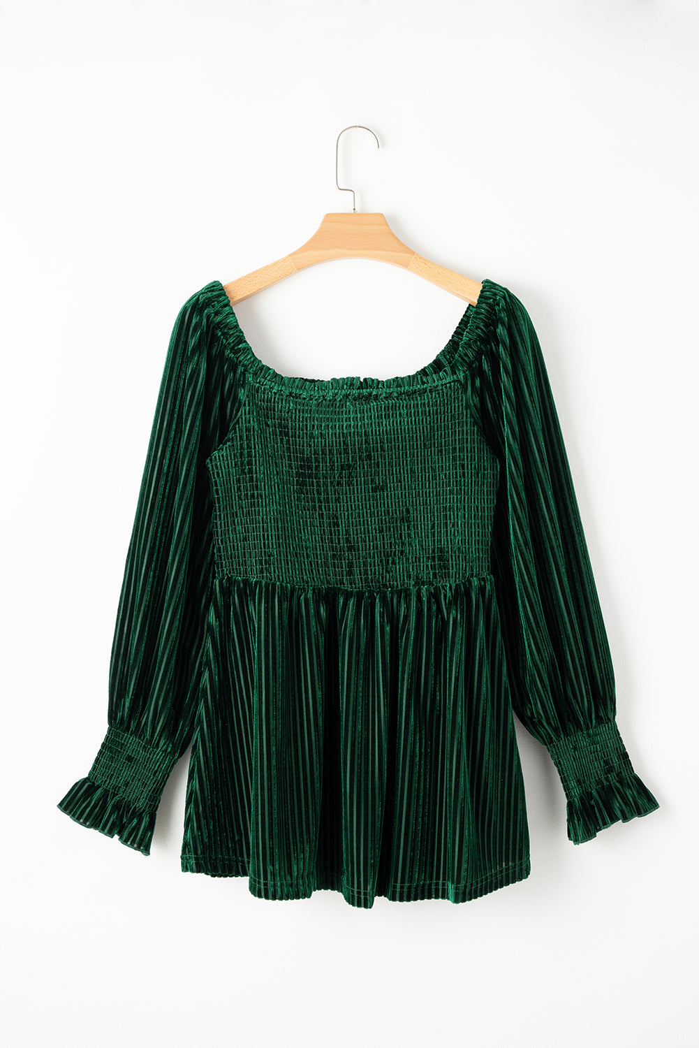 Hazel Blues® |  Smocked Ribbed Velvet Babydoll Top