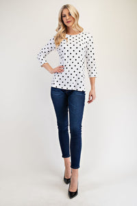 Hazel Blues® |  Celeste Polka Dot Round Neck Three-Quarter Sleeve T-Shirt