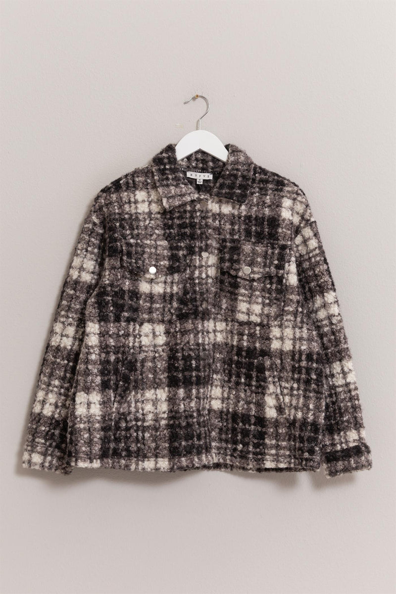 Hazel Blues® |  HYFVE Plaid Button Up Boucle Jacket