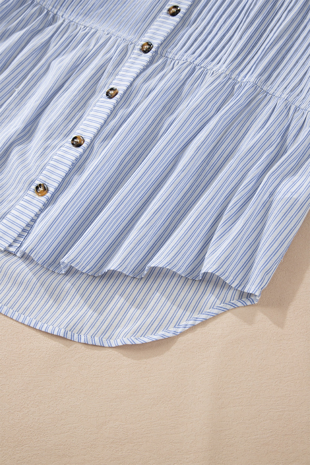 Hazel Blues® |  High-Low Striped Collared Neck Long Sleeve Shirt