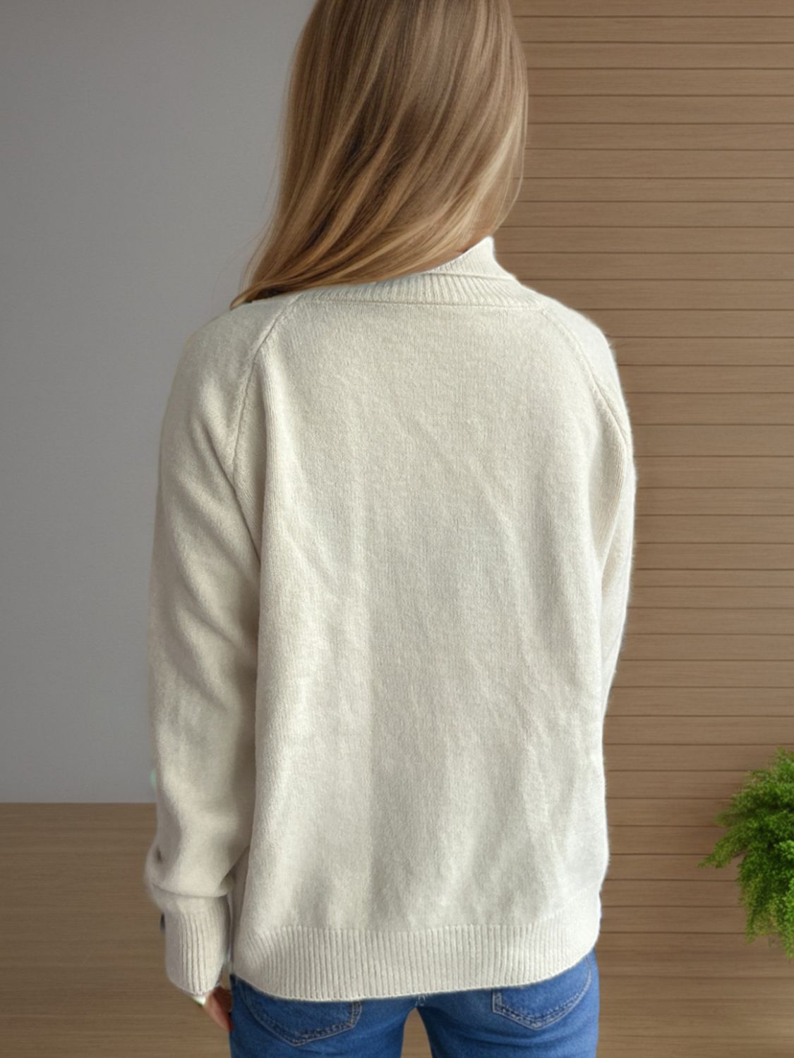 Hazel Blues® |  Solid Color Turtleneck Long Sleeve Sweater