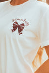 Hazel Blues® |  White Game Day Bowknot Embroidered Graphic Casual Tee