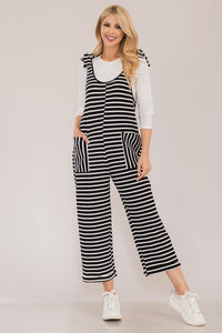 Hazel Blues® |  Celeste Striped Scoop Neck Overalls with Pockets