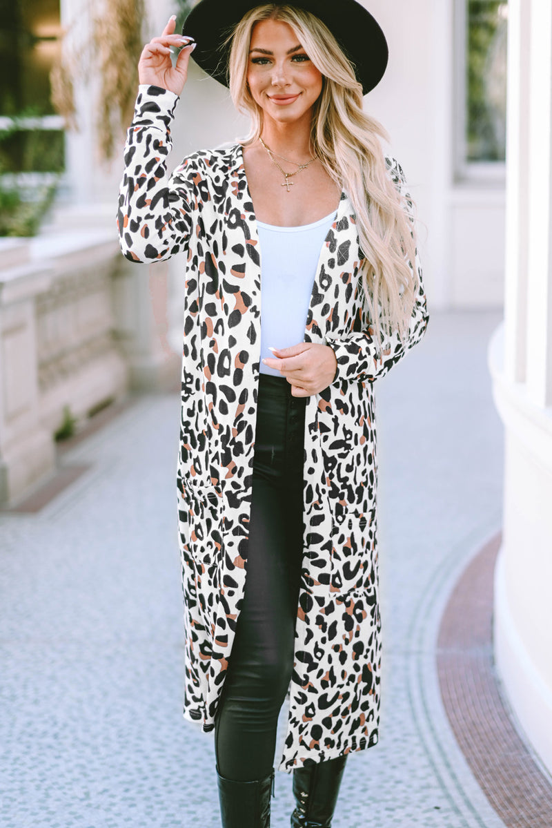 Hazel Blues® |  Leopard Open Front Long Sleeve Cover Up