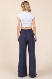 Hazel Blues® |  BOMBOM Elastic Waist Wide Leg Pants with Pockets