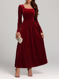 Hazel Blues® |  Velvet Square Neck Long Sleeve Dress