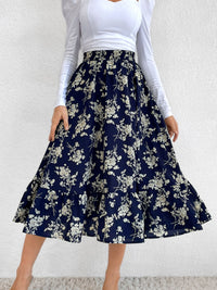 Hazel Blues® |  Printed Elastic Waist Midi Skirt