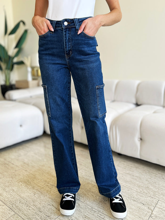 Hazel Blues® |  Judy Blue High Waist Straight Cargo Jeans