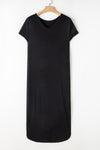 Hazel Blues® |  Slit Round Neck Short Sleeve Maxi Dress