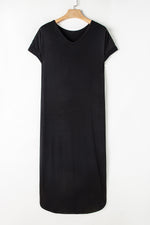 Hazel Blues® |  Slit Round Neck Short Sleeve Maxi Dress