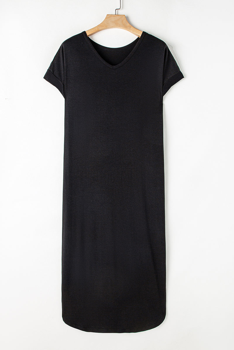 Hazel Blues® |  Slit Round Neck Short Sleeve Maxi Dress