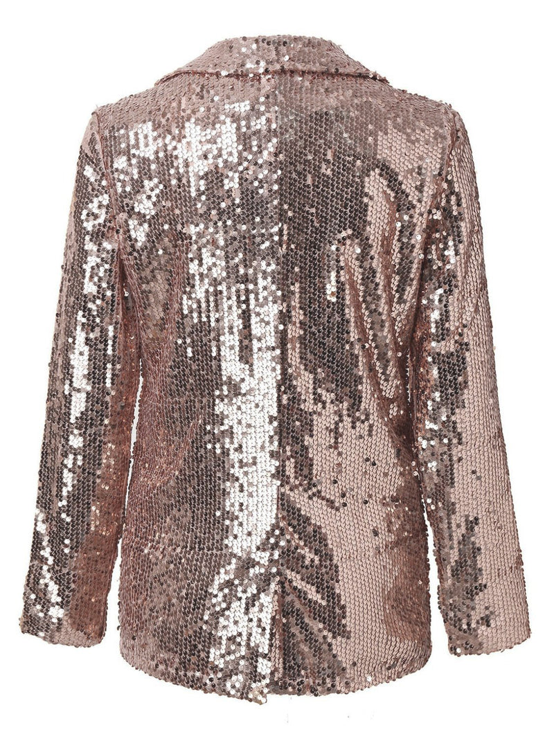 Hazel Blues® |  Sequin Lapel Collar Long Sleeve Blazer