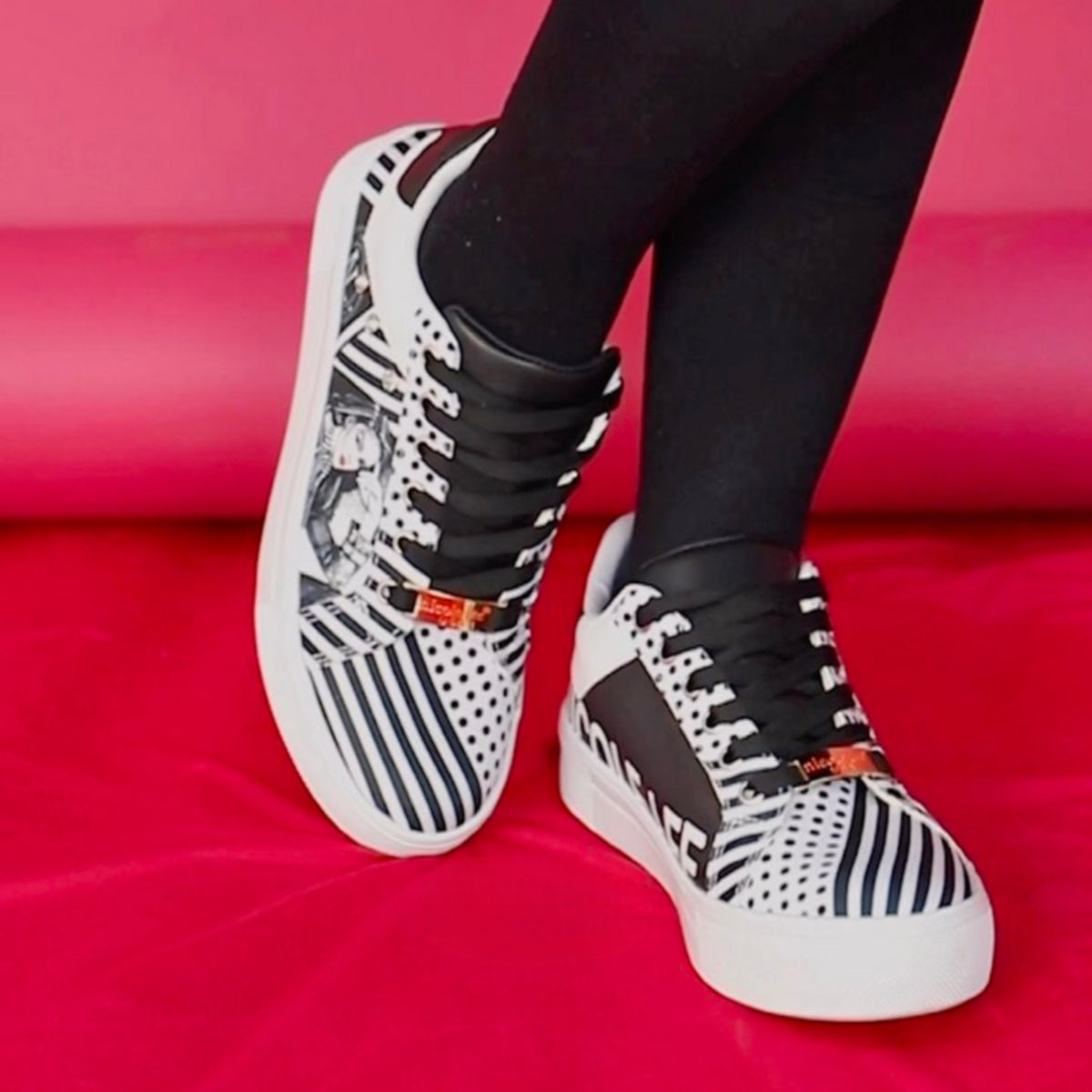 Hazel Blues® |  Nicole Lee USA Printed Vegan Leather Lace Up Sneaker