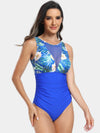 Hazel Blues® |  Cutout Printed Round Neck One-Piece Swimwear