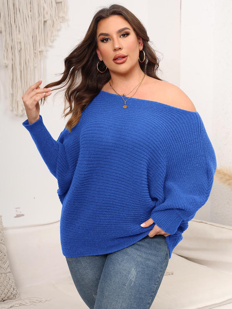 Hazel Blues® |  Boat Neck Batwing Sleeve Sweater