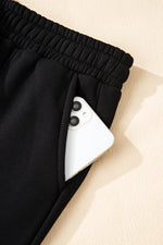 Hazel Blues® |  Black Solid Collared Sweatshirt and High Waist Pants Active Set